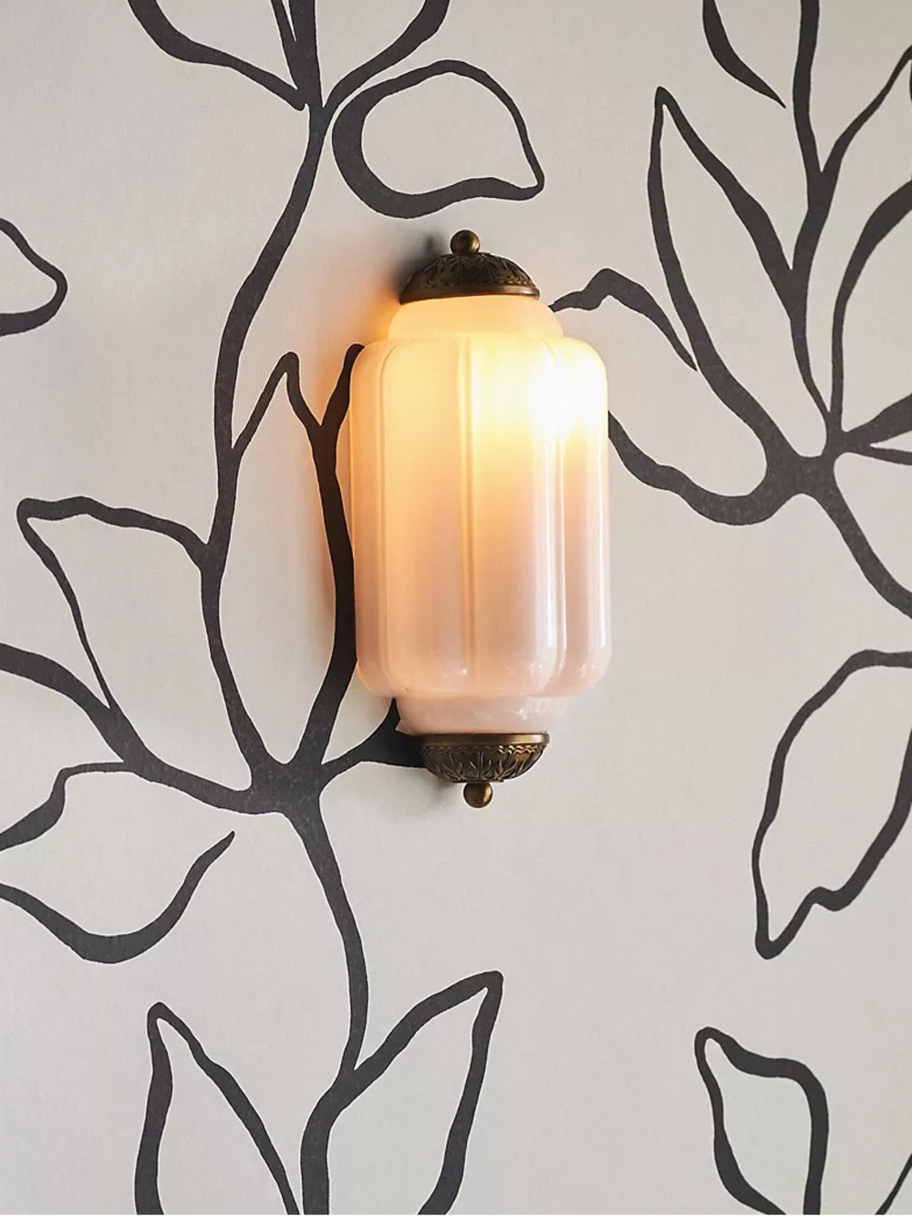 Anthropologie The Eloise Scallop Milk Glass Flush Sconce Wall Light